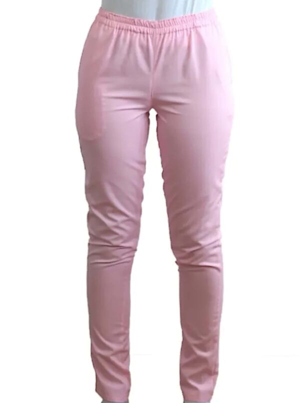 Pantaloni medicali unisex roz cu elastic si doua buzunare laterale