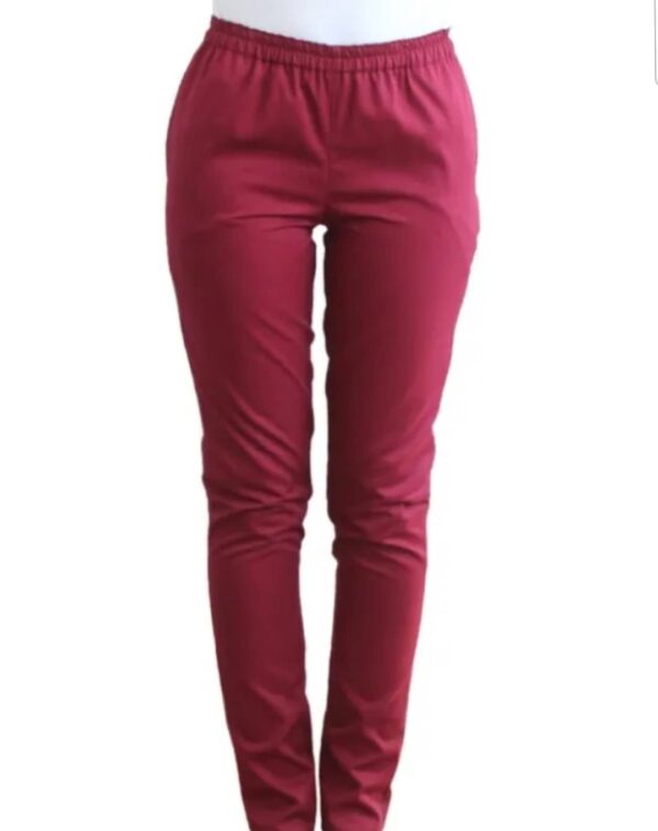 Pantaloni medicali unisex grena cu elastic si doua buzunare laterale