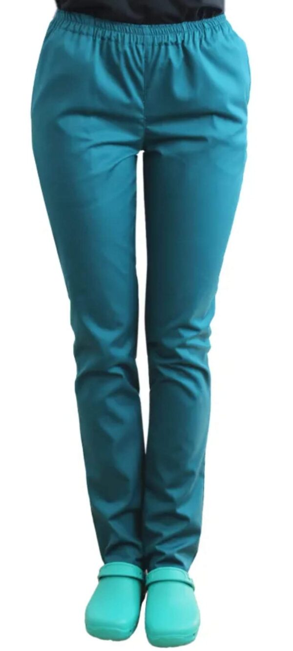 Pantaloni medicali unisex verde chirurgical cu elastic si doua buzunare laterale