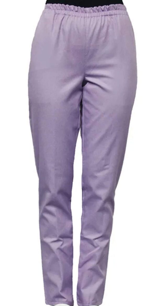 Pantaloni medicali unisex lila cu elastic si doua buzunare laterale