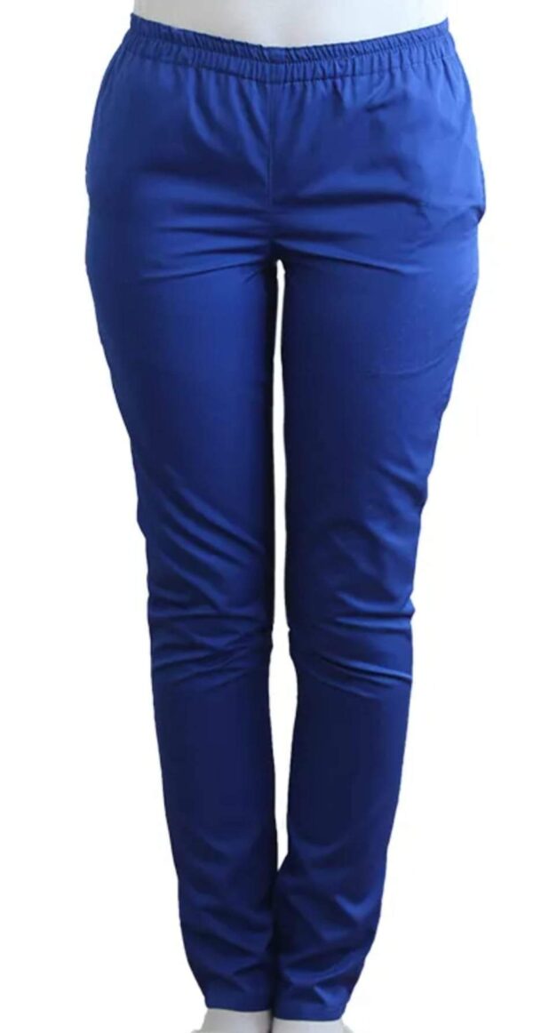 Pantaloni medicali unisex albastri cu elastic si doua buzunare laterale