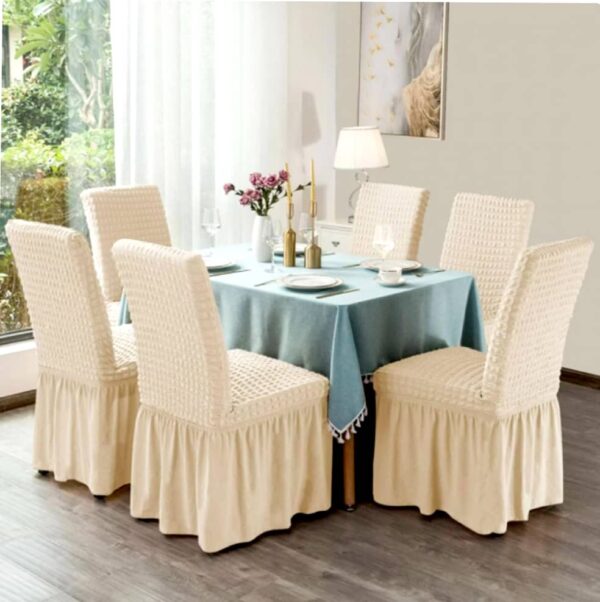Set 6 Huse Universale Pentru Scaun Creponate Cu Volanase